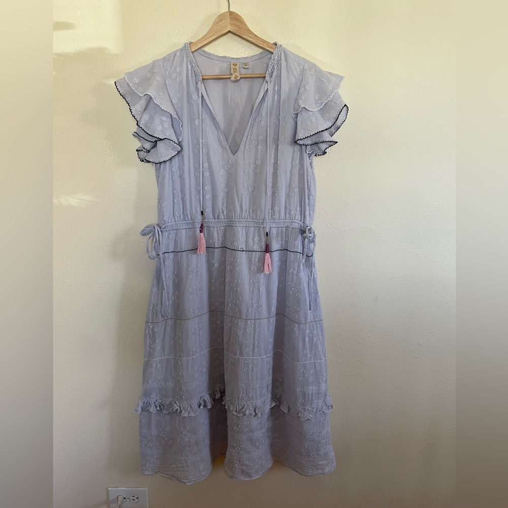 🌱DOLAN light blue Ruffle Sleeve Dress with Tassels